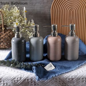 Liquid Soap Dispenser 1pc Nordic Solid Color Ceramics Liquid Soap Bottle Restroom Shampoo Shower Gel Dispensing Bottle Household Bathroom Organizer 230317