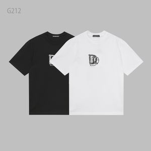 Herren-T-Shirts Schwarz-weißes Herren-Rundhals-T-Shirt mit Markenlogo-Stickerei 68610