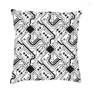 Pillow Black White Circuit Board Tampa 40x40 Desenvolvedor de placa -mãe de computador Soft fofo capa