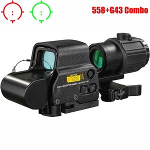 G43 558 Holografische Rotpunktvisier-Kombination 558 G33X Visierlupe Kollimatorvisiere Reflex mit 20 mm holografischem Zielfernrohr, rot beleuchtet