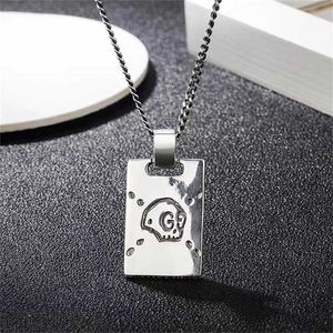 2023 Designer New jewelry double square brand Necklace Sterling Silver wind elf skull simple fashion men and women couple necklace