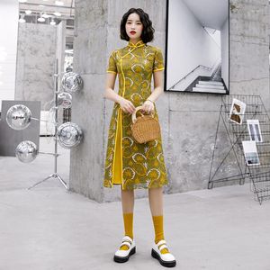 Etniska kläder Summer Elegant Vintage Förbättrad Cheongsam Chinese Dress Qipao Party Traditionell Daily Girl Qi Pao M-3XL