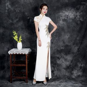 民族服の結婚式Qipao Long Cheongsam Modern Chinese Chinese Dression Sexy Robe Chinoise Vestido Oriental