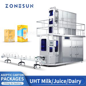 ZONESUN ZS-AUBP液体食品の無菌パッケージのための充填機125ML-1L乳製品乳製品無菌UHTカートン生産ライン