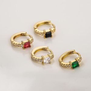 Brincos de argola compram moda branca/preta/vermelha/verde cz pedra de zircão para mulheres garotas de brincadeira de ouro na moda jóias de casamento