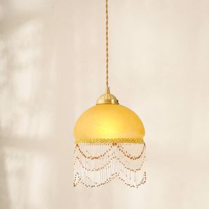 Lampade a sospensione Vintage occidentale antico francese nappe in ottone piccoli lampadari balcone immagine appesa