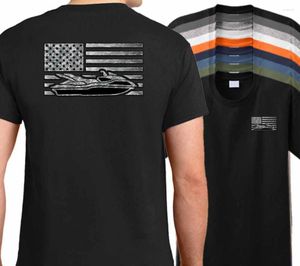 2023 Men's American Water Jet Tee Shirt - Round Neck Cotton fitness t shirt with Watercraft Flag Design