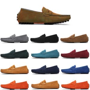 Scarpa da uomo casual in pelle scamosciata di alta qualità senza marca da uomo slip on scarpa in pelle pigra 38-45 grigio scuro