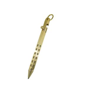 2016 Ballpoint Pens Acmecn Hexagonal Copper Tactical Ball Pen With Key Ring Mini Gun Style Holes Design Solid Brass For Easter Gifts 2011 Dhajm