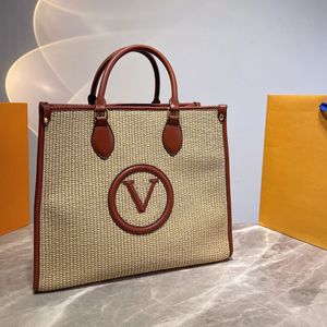 Moda damska Klasyczna torba na ramię Torebki z nadrukiem listu Kints Torba na zakupy Casual Large Tote Straw Beach Bags