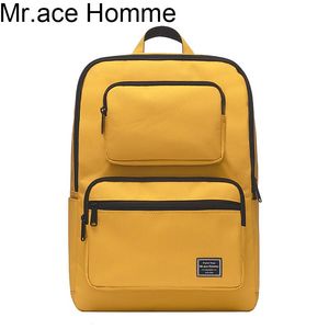 Utomhusväskor Mr.Ace Homme Brand 14Inch Laptop Yellow Ryggsäck Kvinnor Vattentät skola Anti Stöld Män reseväska för Girl Bagback Boy