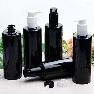 Storage Bottles 10pcs/Lot 300ml Empty Plastic Flat Shoulder Lotion Shampoo Shower Gel Bottle Black Color PET With 24 Large Pump Head