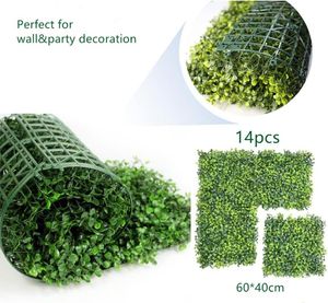 Dekorative Blumenkränze, Packung mit 14 Stück, künstliche Buchsbaumplatten, Heckenpflanze, Grasgrün, Hintergrund für den Außenbereich, Efeu, Gartenzaun, Hauswand