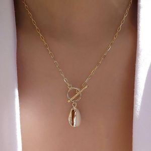 Pendant Necklaces Luxury Gold Color Cowrie Shell Necklace For Women Fashion Chain Statement Collier