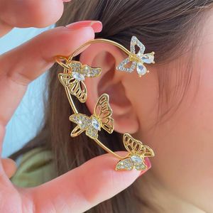 Hoop Earrings ALIUTOM Plated Metal Non-Piercing Cartilage Ear Cuff Zircon Butterfly Golde Color Clip Earring For Women Girls Wedding