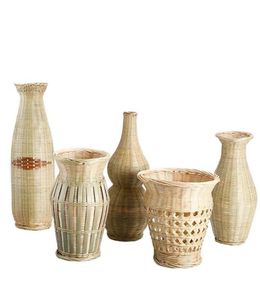 El yapımı bambu yaratıcı masa üstü vazo dokuma sepet bitki çok amaçlı ev dekore saksılar dekoratif vazolar2845750