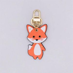 Designer Keychain Leather Pendant fox cartoon Car Chain Charm Brown Flower Trinket Gifts Accessories with Box299W