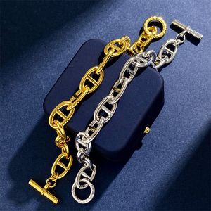 Women's Lock baller Bracelet Chain Designer Jewelry Chain Single Layer U-shaped Pig Nose bracelet Gold/Silver/Rose full brand as a wedding Christmas gift