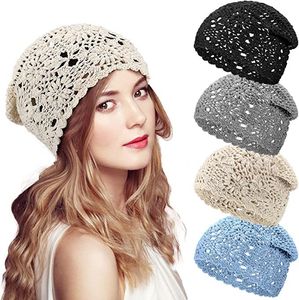 New Flower Handmade Hook Beanie Hat Fashion Knitted Hollow Breathable Women's Caps Spring and Summer Fisherman Hat HCS219