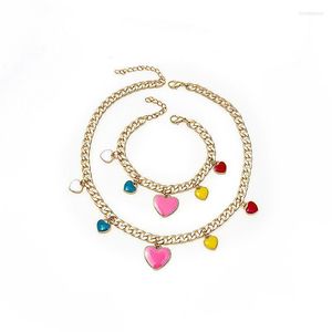 Choker Chokers Voho Vintage Heart Necklace for Women Cute Enamel Love Love Necklaces CollarチェーンビーチジュエリーBijoux GiftChokers llis22