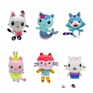 Filmy TV Pluszowa zabawka 25 cm Gabby Dollhouse Mercat Cartoon Pchasze Zwierzęta Mermaid Cat Plushie Dolls Dzieciowe prezenty urodzinowe upuszczenie dostawy DH78U