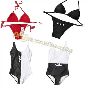 Luxury Split baddräktdesigner Letter Chain Beachwears Women Bikini Sexiga Ladies Summer Solid Color Swimears For Present Holiday Cha01