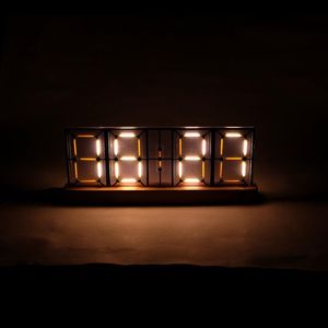 Bordklockor Desk Ceramic Filament LED Pseudo Glow Clock Retro Creative Desktop Ornament Olid Wood Base Infraröd fjärrkontroll Fashion G