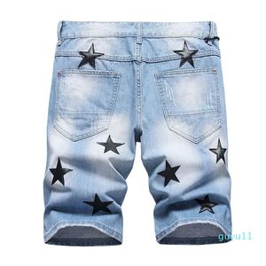 Jeans Denim Shorts Men's Star Patch Ripped Summer Designer Retro Big Size Short Pants