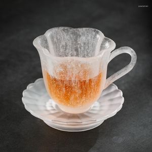 Fincan tabaklar buz flok renkli sır dondurucu yanık kungfu çay fıçısı ustası tek el yapımı Japon çay töreni kahve fincanı çay salonu içecek aletleri