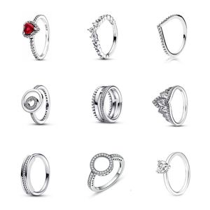 925 Sterling Silver Valentines Gift Heart Mom White Rings for Women Original Wedding Crystal Ring Luxury Jewelry Accessories Fashion Jewelry