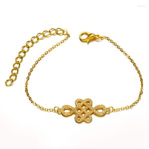 Charm-Armbänder 2023 Design Gold Zirkon Chinesischer Knoten Steckverbinder Micro Pave Drei Farben Kettenschmuck