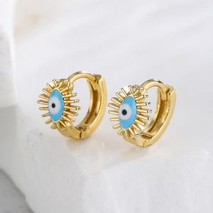 Hoop Earrings Mafisar Mini Blue Eye Small 2023 Trendy Gold Plated Drip Oil Earring For Women Party Fine Jewelry Gifts
