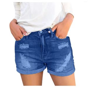 Damen-Shorts, Kostüm für Damen, lässige Taillenhose, Jeans, sexy, schmales Loch, hoher Boy-Spandex