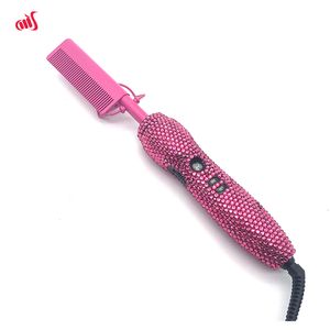 Hair Straighteners Crystal Comb Electric Heating Comb for Wigs pente quente peigne chauffant lisseur cheveux Curler Styling Tools 230317