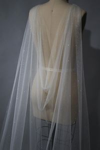 Jackets de casacos Cape Veil Long Sparkle Glitter Glitter Shiny Cathedral Wedding Bridal Custom Tamanho