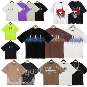 Projektant letnich męskich t-shirtów Graffiti Damskie topy z nadrukiem AM Koszulki Moda T-shirt męski Jakość Bawełna Casual Krótki rękaw Luksusowy hiphopowy sweter Odzież