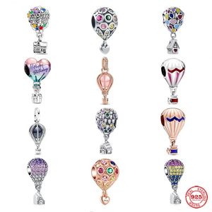 925 Silber für Pandora Original Charms DIY Anhänger Damen Armbänder Perlen Happy Birthday Heißluftballon Anhänger