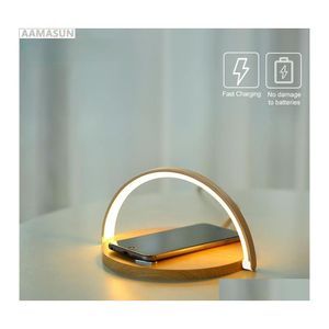 2016 Luci notturne 10W Qi Caricabatterie wireless veloce Lampada da tavolo per telefono X Xr Xs Supporto per ricarica mobile Light Pad Stand Drop Delivery Lighting Dhxxg