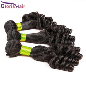 Aunty Funmi Extensions Bouncy Spiral Romance Curls obearbetade malaysiska Virgin Spring Curly Human Hair Weave 3 Bunds erbjudanden277s