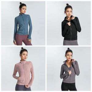 Yoga-Mantel mit Logo, Damen-Fitness-Sport-Outwear, lässig, schmal, Stehkragen, Reißverschluss, Oberteile, Lauftraining, Langarm-Mantel, modischer Pullover, Oberbekleidung, Bluse BC491