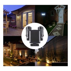 2016 LED -glödlampor PIR Motion Sensor Lind Solar Volageed Lamp Rotatable Double Dural Heads Säkerhetsvägg för utomhusträdgårdsfall Leverans L DHAIG