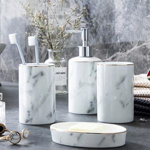 Acessório de banho Conjunto de mármore Textura Acessórios de chuveiro de quatro peças