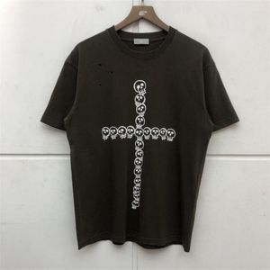 Męskie koszulki mody T-shirt mężczyzn Kobiety Wysokiej jakości czaszka krzyżowa Bawełna Krótkie rękawie vintage otwór