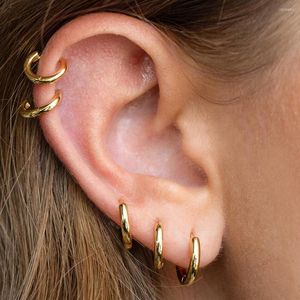 Çember küpeler paslanmaz çelik kadınlar için basit tragus piercing septum pürüzsüz altın renk kıkırdak çemberler kulak aksesuarları takılar