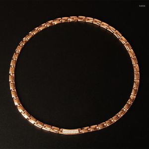 Chains 6MM Wide Chain Necklaces Rose Gold-Color Stainless Steel Health Energy Germanium Bio Magnetic Necklace For Women Men Jewelry