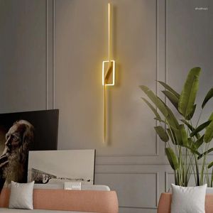 Lampada da parete semplice in ottone di lusso a luce LED AC85-265V Decor per la linea domestica Long Sconce Soggiorno Camera da letto Illuminazione per interni