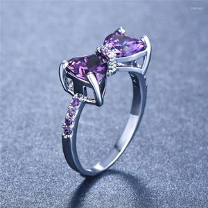 Fedi nuziali Uilz Personalità Arco multicolore CZ per le donne Fantasia Sposa Cerimonia Festa Anello da dito Bel regalo Gioielli di moda