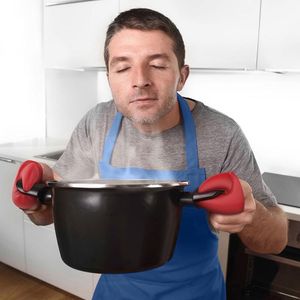 Печь рукавицы Силикагель против скальдного ручного зажима капля кухня для барбак