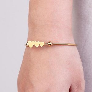 Bangle 3 Love Hearts Bangles Golden rostfritt stål smycken för kvinnor armband familjens tillbehör mors dag jul wift par gåva