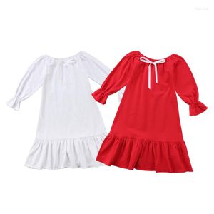 Girl Dresses US Kids Baby Princess Ruffle Party Cotton Dress Longuette Nightgown Clothes